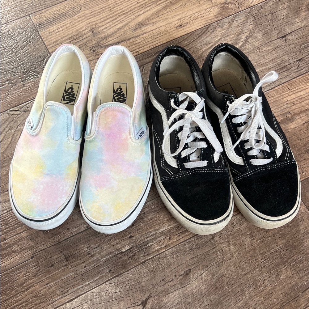 Vans Pastel Tie-Dye and Black Sneakers